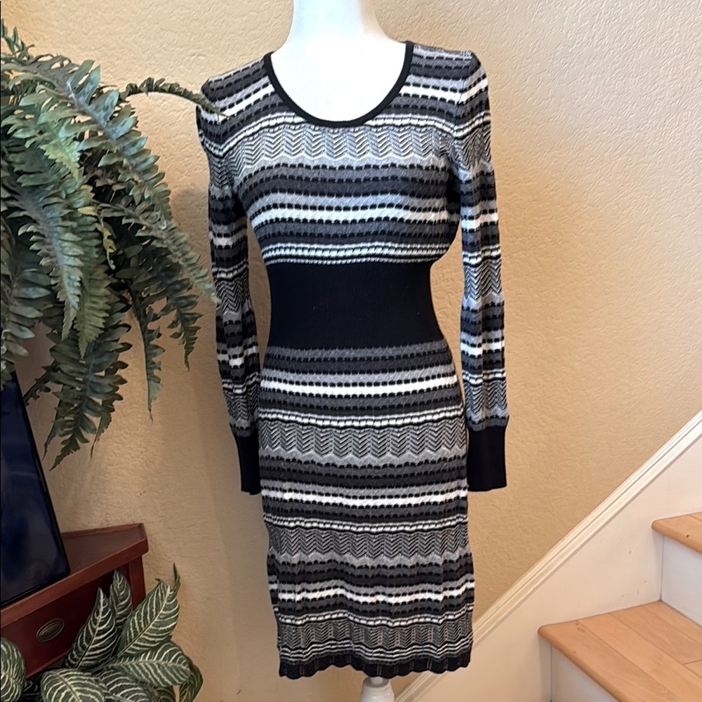 Striped Black and Gray Knit Dress
